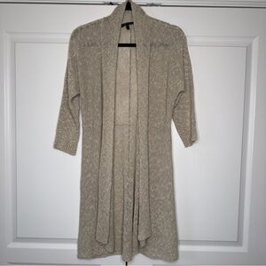 Eileen Fisher Long Open Front Cardigan Duster Beige Linen Blend Size M